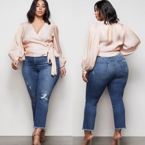 GOOD AMERICAN NWOT Good Straight Blue Jean Raw Hem